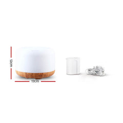 DEVANTI Aroma Diffuser Aromatherapy LED Night Light Air Humidifier Purifier Light Wood Grain 500ml Tristar Online