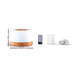 DEVANTI Aroma Diffuser Aromatherapy LED Night Light Air Humidifier Purifier Round Light Wood Grain 500ml Remote Control Tristar Online
