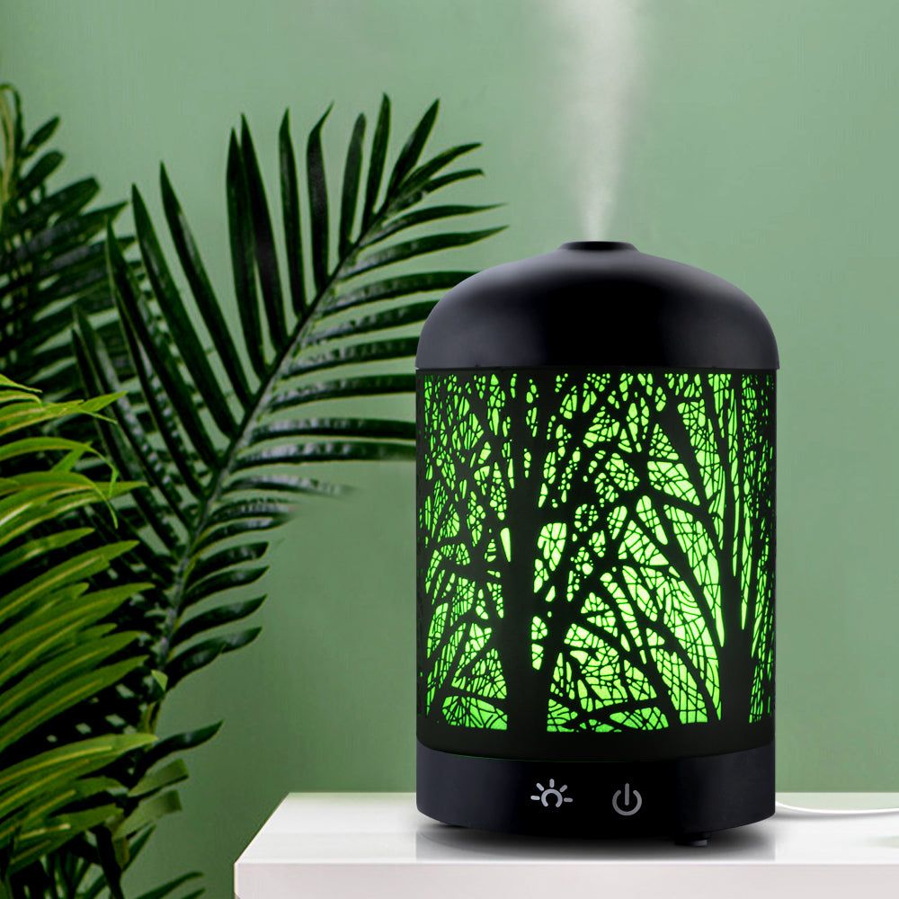 DEVANTI Aroma Diffuser Aromatherapy LED Night Light Iron Air Humidifier Black Forrest Pattern 160ml Tristar Online
