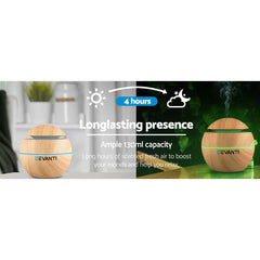 Devanti Aromatherapy Diffuser Aroma Essential Oils Air Humidifier LED Light 130ml Tristar Online