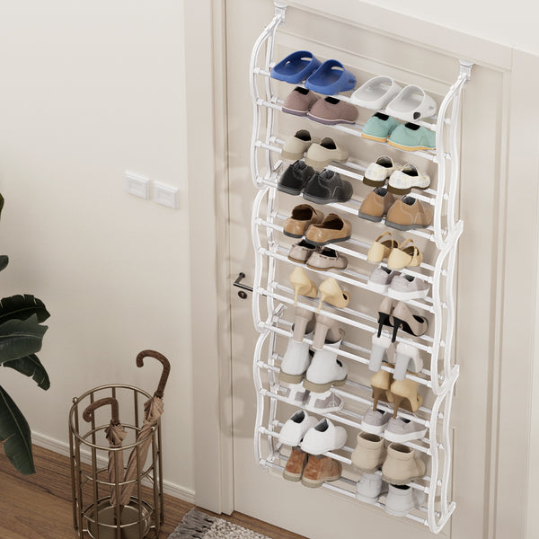Artiss Shoe Rack 12-tier 24 Pairs Wall Mounted Metal Plastic Shoe Shleves White Tristar Online
