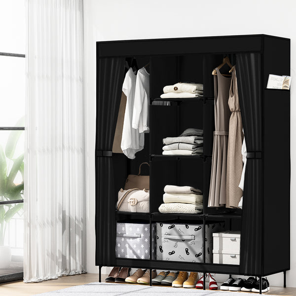 Artiss Large Portable Clothes Closet Wardrobe with Shelf Black Tristar Online