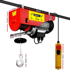 Giantz Electric Hoist Winch 125/250KG Cable 18M Rope Tool Remote Chain Lifting Tristar Online