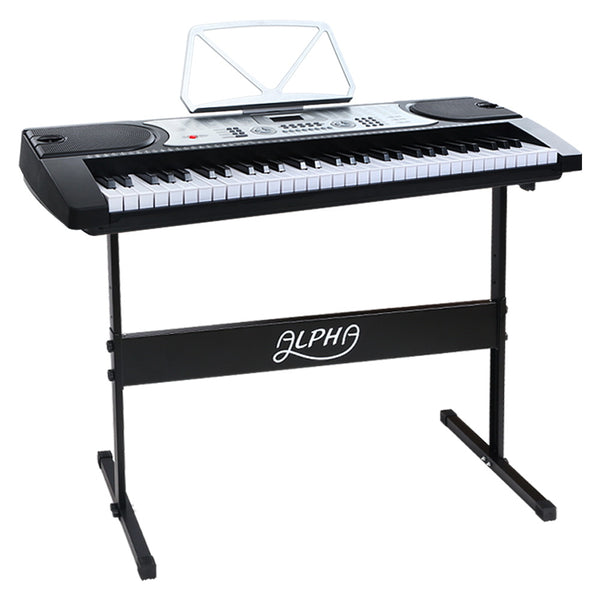 Alpha 61 Keys Electronic Piano Keyboard LED Electric Silver with Music Stand for Beginner Tristar Online
