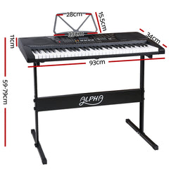 Alpha 61 Key Lighted Electronic Piano Keyboard LCD Electric w/ Holder Music Stand Tristar Online