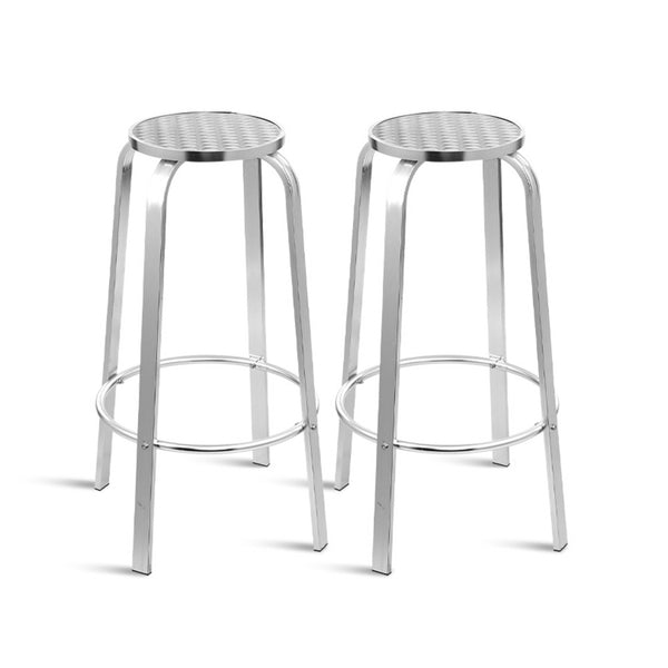 Gardeon 2-Piece Outdoor Bar Stools Patio Indoor Bistro Aluminum Chairs Tristar Online