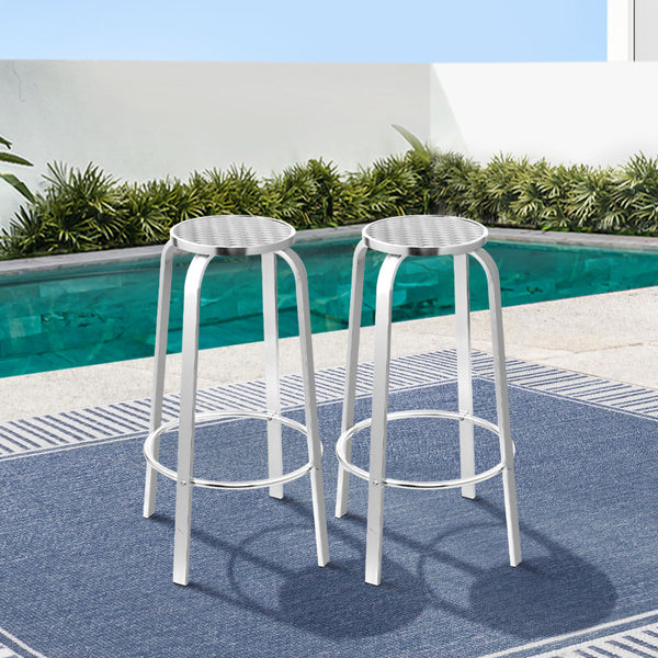 Gardeon 2-Piece Outdoor Bar Stools Patio Indoor Bistro Aluminum Chairs Tristar Online