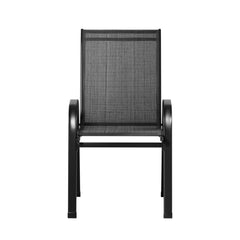 Gardeon 2PC Outdoor Dining Chairs Stackable Lounge Chair Patio Furniture Black Tristar Online