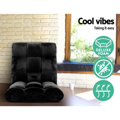 Artiss Lounge Sofa Bed Flannel Fabric Black Tristar Online