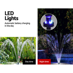 Gardeon Solar Pond Pump with Battery Kit LED Lights 9.8FT Tristar Online