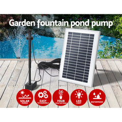 Gardeon Solar Pond Pump with Battery LED Lights 4.4FT Tristar Online