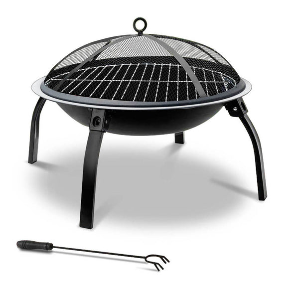 Fire Pit BBQ Charcoal Smoker Portable Outdoor Camping Pits Patio Fireplace 22" Tristar Online
