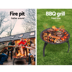 Fire Pit BBQ Charcoal Smoker Portable Outdoor Camping Pits Patio Fireplace 22" Tristar Online