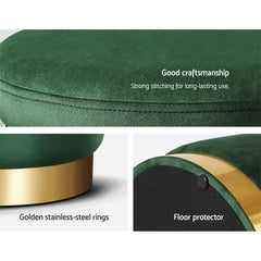 Artiss Ottoman Storage Foot Stool Round Velvet Green Tristar Online
