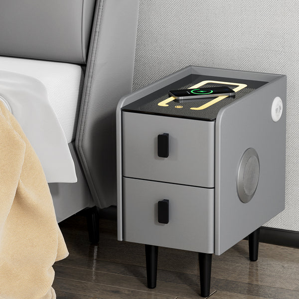 Artiss Smart Bedside Table 2 Drawers with Wireless Charging Ports LED Grey AIDA Tristar Online