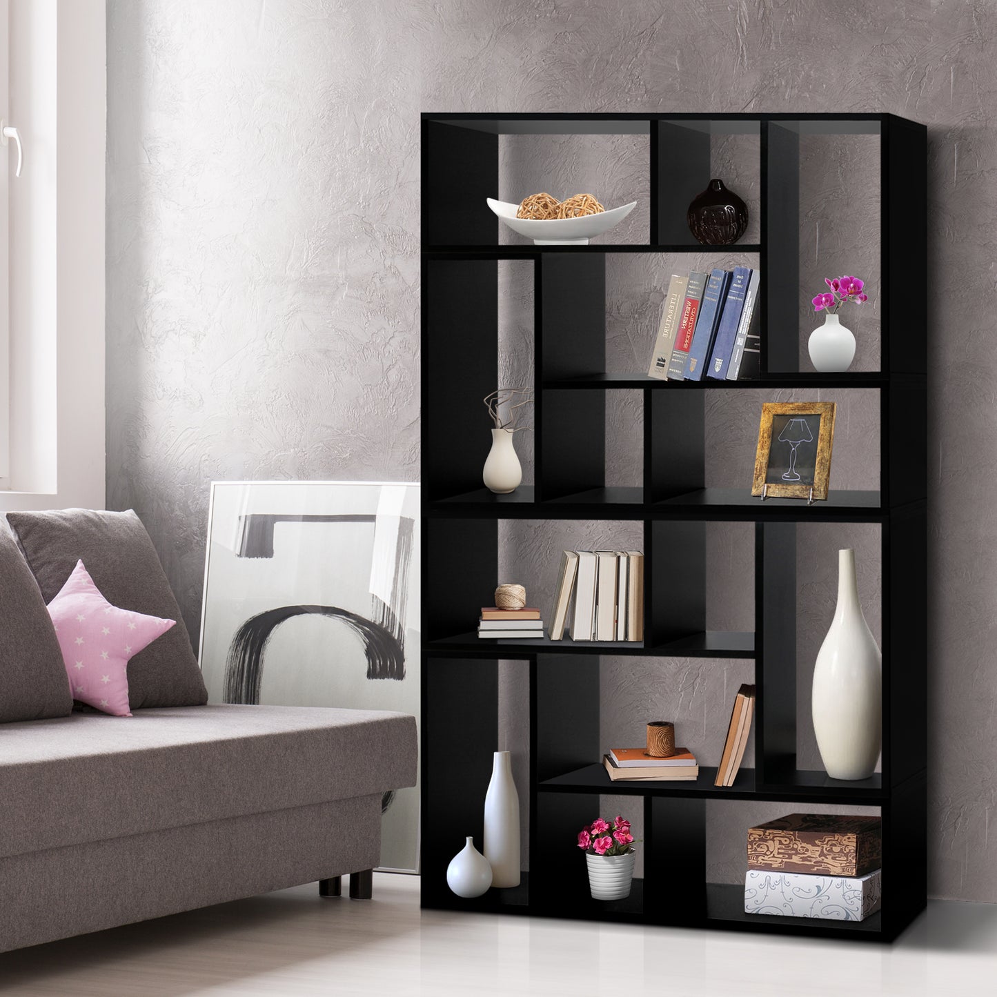 Artiss Bookshelf L Shape DIY - Black Tristar Online