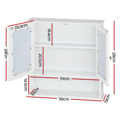 Artiss Bathroom Tallboy Storage Cabinet with Mirror - White Tristar Online