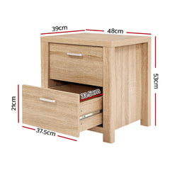 Artiss Bedside Table 2 Drawers - MAXI Pine Tristar Online