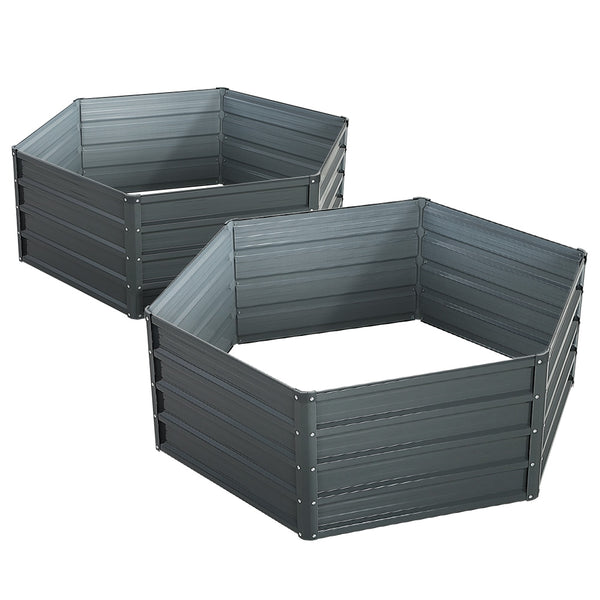 Greenfingers 2x Garden Bed 130x130x46cm Planter Box Raised Container Galvanised Tristar Online