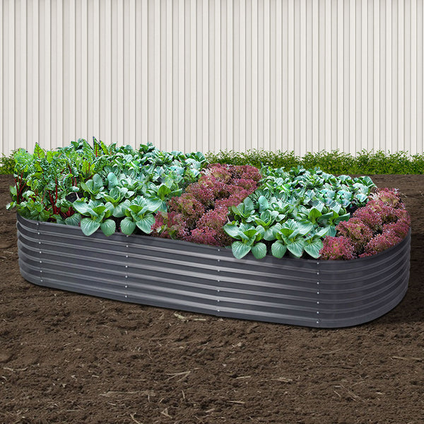 Greenfingers Garden Bed 240X80X42cm Oval Planter Box Raised Container Galvanised Tristar Online