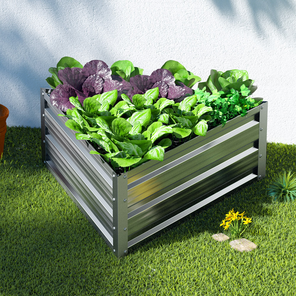 Greenfingers Garden Bed Galvanised Steel Raised Planter Vegetable 86x86x30cm Tristar Online