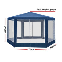 Instahut Gazebo?2x2m Marquee Wedding Party Tent Outdoor Camping Mesh Wall Canopy Shade Gazebos Navy Tristar Online