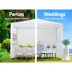 Instahut Gazebo 3x3m Marquee Wedding Party Tent Outdoor Camping Side Wall Canopy Window Panel White Tristar Online