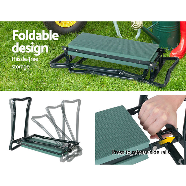 Gardeon Garden Kneeler 3-in-1 Padded Seat Stool Outdoor Bench Knee Pad Foldable Tristar Online