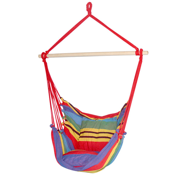 Gardeon Hammock Chair Outdoor Camping Hanging Hammocks Cushion Pillow Rainbow Tristar Online