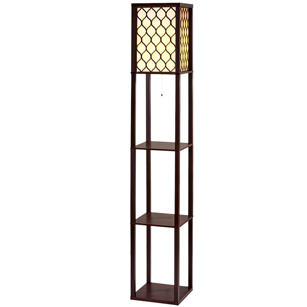 Artiss Floor Lamp LED Storage Shelf Standing Vintage Wood Light Reading Bedroom Tristar Online