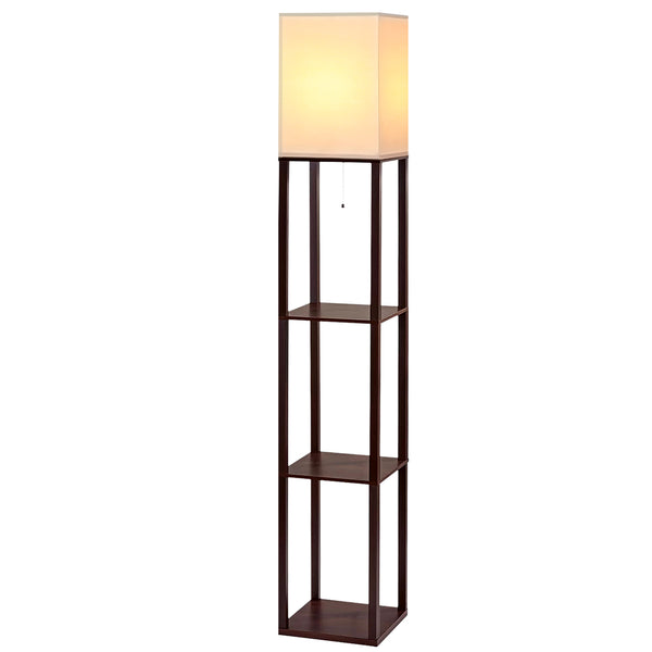 Artiss Shelf Floor Lamp Vintage Wood Reading Light Storage Organizer Home Office Tristar Online