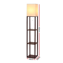 Artiss Shelf Floor Lamp Vintage Wood Reading Light Storage Organizer Home Office Tristar Online