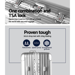 Wanderlite 28" Luggage Trolley Travel Suitcase Set TSA Carry On Lightweight Aluminum Silver Tristar Online