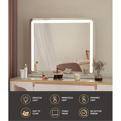Embellir Makeup Mirror With Light Hollywood Vanity LED Mirrors White 50X60CM Tristar Online