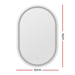 Embellir LED Wall Mirror With Light 50X75CM Bathroom Decor Oval Mirrors Vanity Tristar Online
