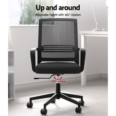 Artiss Mesh Office Chair Computer Gaming Desk Chairs Work Study Mid Back Black Tristar Online