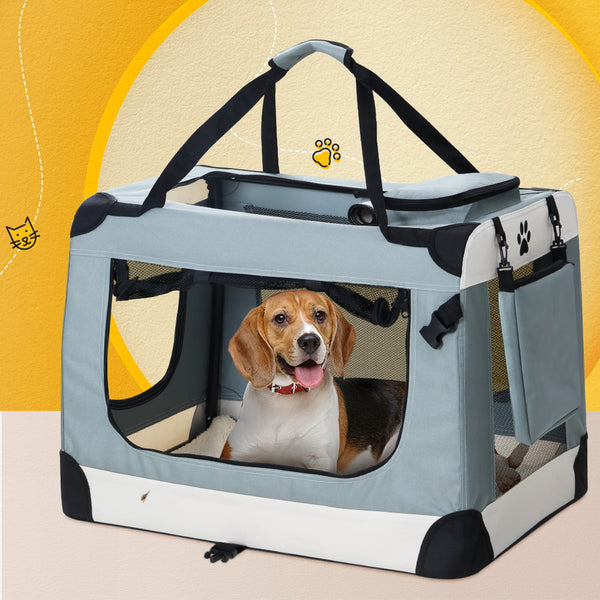 i.Pet Pet Carrier Soft Crate Dog Cat Travel 90x61CM Portable Foldable Car 2XL Tristar Online