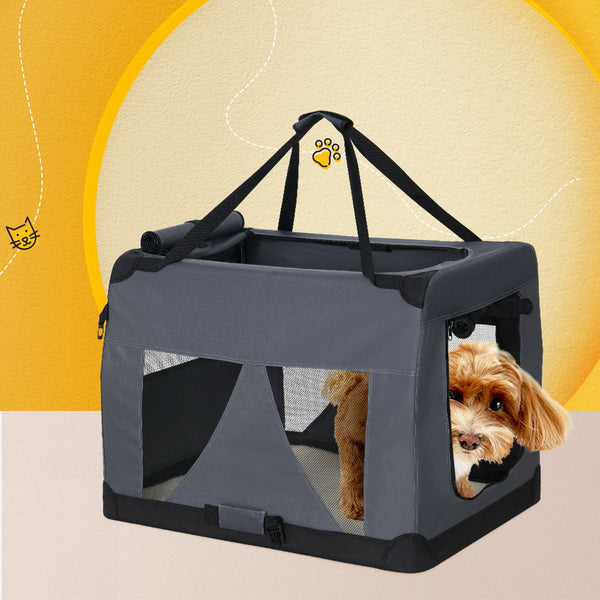 i.Pet Pet Carrier Soft Crate Dog Cat Travel 60x42CM Portable Foldable Car M Tristar Online