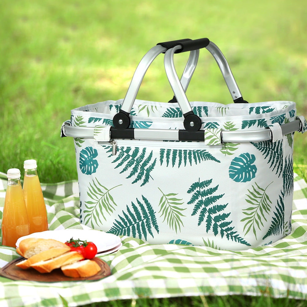 Alfresco Picnic Bag Basket Folding Hamper Camping Hiking Insulated White Tristar Online