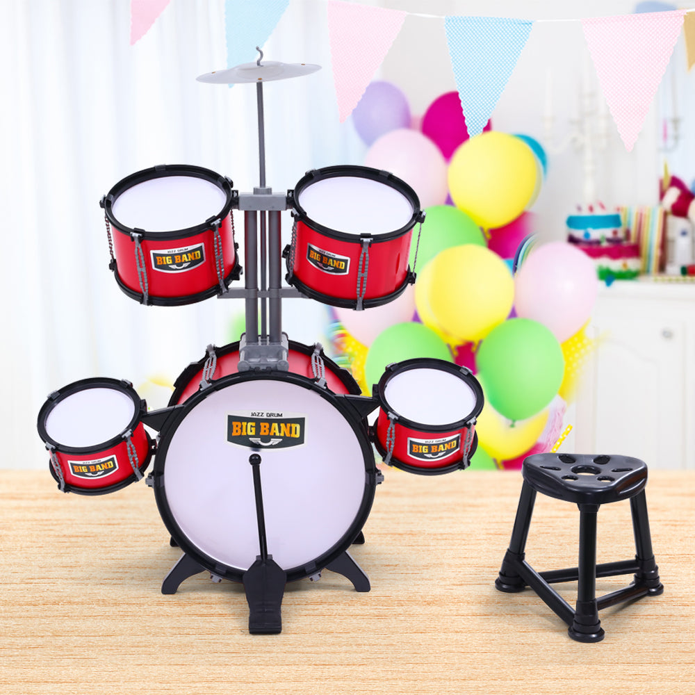 Keezi Kids 7 Drum Set Junior Drums Kit Musical Play Toys Childrens Mini Big Band Tristar Online