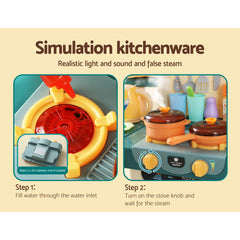 Keezi Kids Kitchen Playset Pretend Play Food Sink Cooking Utensils 73pcs Tristar Online