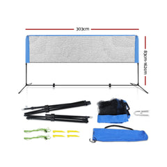 Everfit Portable Sports Net Stand Badminton Volleyball Tennis Soccer 3m 3ft Blue Tristar Online