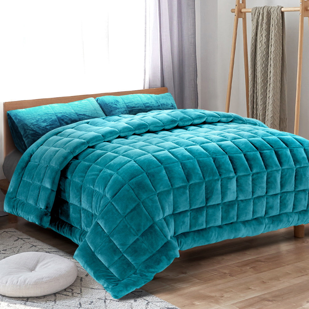 Giselle Bedding Faux Mink Quilt Queen Size Navy Tristar Online