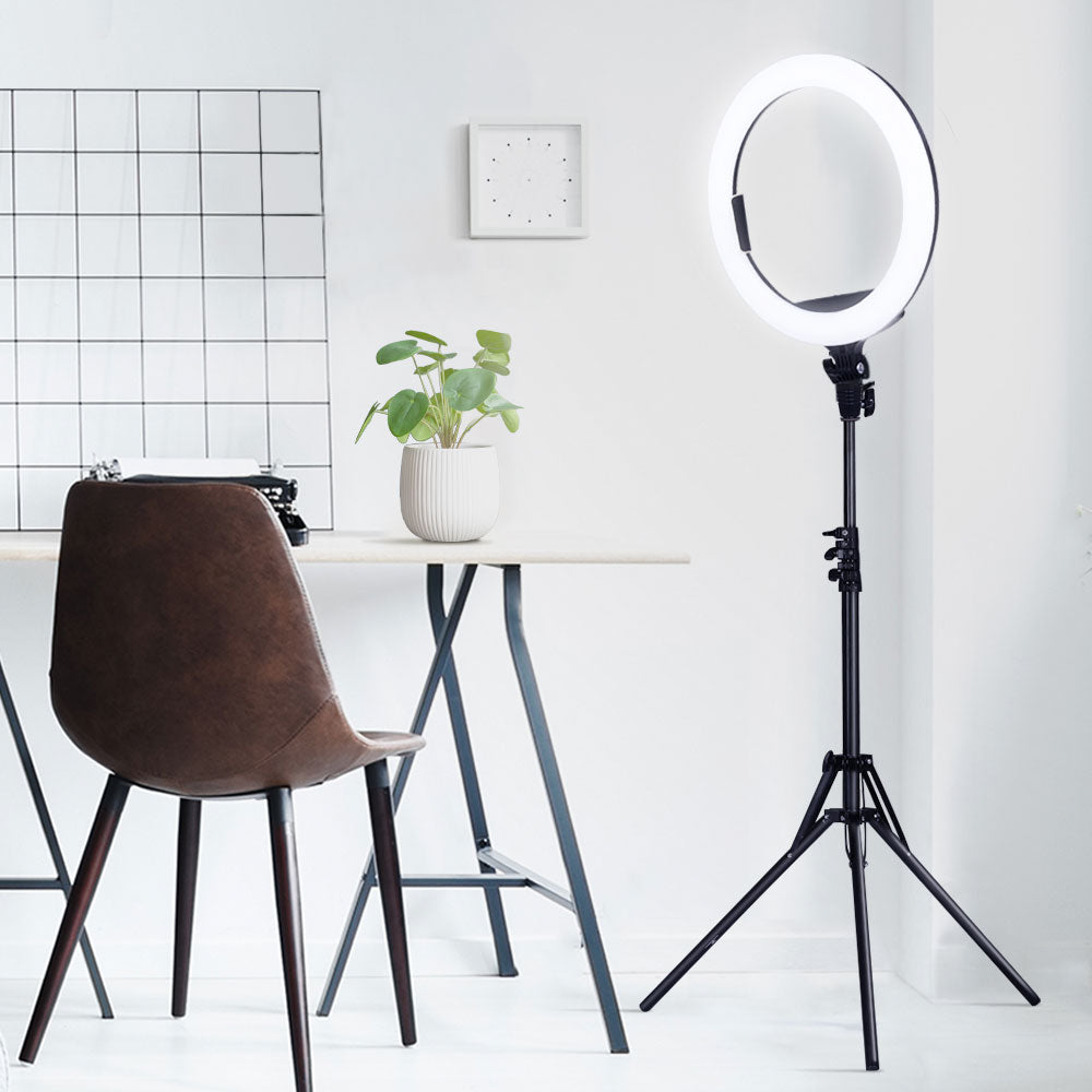 Embellir 14" LED Ring Light 5600K 3000LM Dimmable Stand MakeUp Studio Video Tristar Online