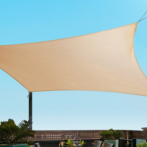 Instahut Shade Sail 3x6m Rectangle 185GSM 95% Sand Shade Cloth Tristar Online