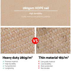 Instahut Shade Sail 3x6m Rectangle 280GSM 98% Sand Shade Cloth Tristar Online