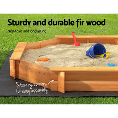 Keezi Kids Sandpit Wooden Round Sand Pit with Cover Bench Seat Beach Toys 182cm Tristar Online