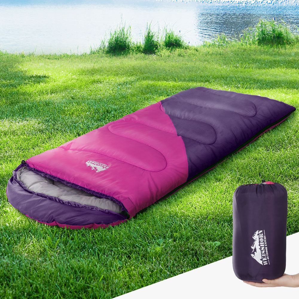 Weisshorn Sleeping Bag Bags Kid 172cm Camping Hiking Thermal Pink Tristar Online