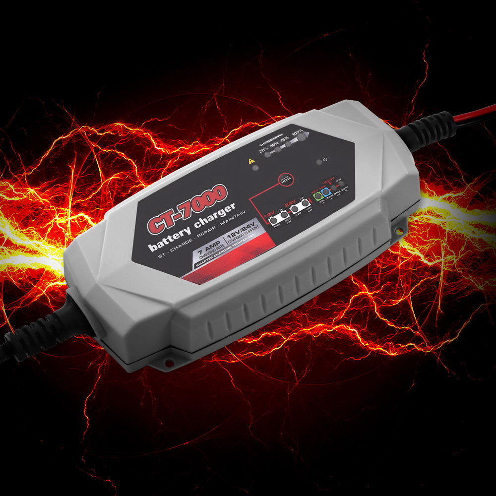 Smart Battery Charger 7A 12V 24V Automatic SLA AGM Car Truck Boat Motorcycle Caravan Tristar Online