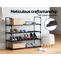 Artiss Shoe Rack Stackable 4 Tiers 80cm Shoes Shelves Storage Stand Black Tristar Online